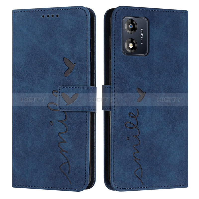 Funda de Cuero Cartera con Soporte Carcasa Y03X para Motorola Moto E13 Azul