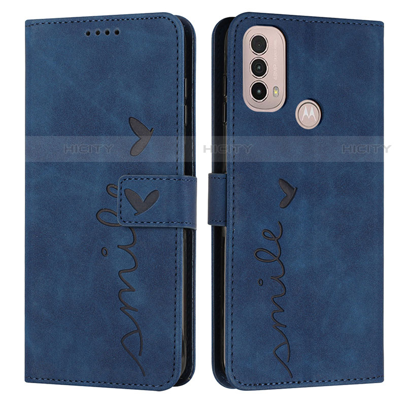 Funda de Cuero Cartera con Soporte Carcasa Y03X para Motorola Moto E20 Azul