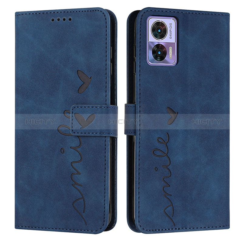 Funda de Cuero Cartera con Soporte Carcasa Y03X para Motorola Moto Edge 30 Neo 5G Azul