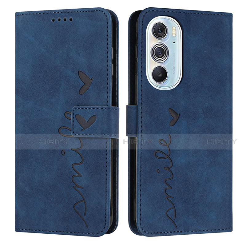 Funda de Cuero Cartera con Soporte Carcasa Y03X para Motorola Moto Edge 30 Pro 5G Azul