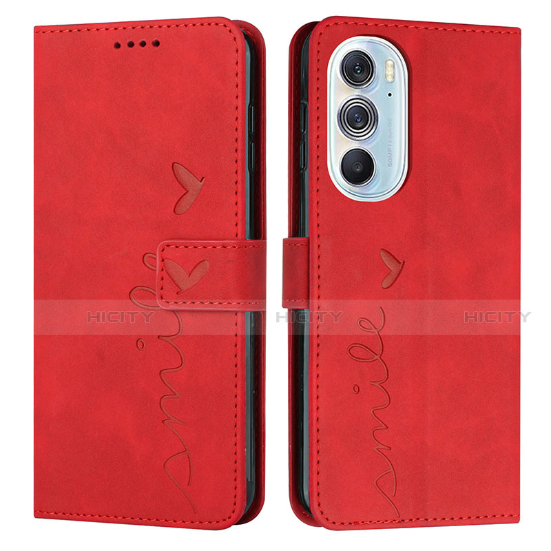 Funda de Cuero Cartera con Soporte Carcasa Y03X para Motorola Moto Edge 30 Pro 5G Rojo