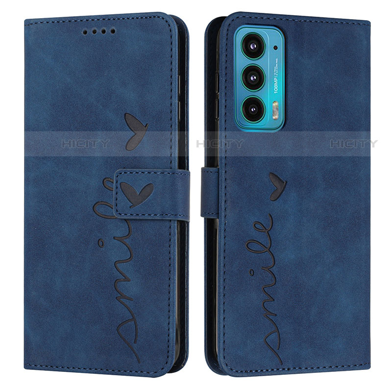 Funda de Cuero Cartera con Soporte Carcasa Y03X para Motorola Moto Edge Lite 5G Azul