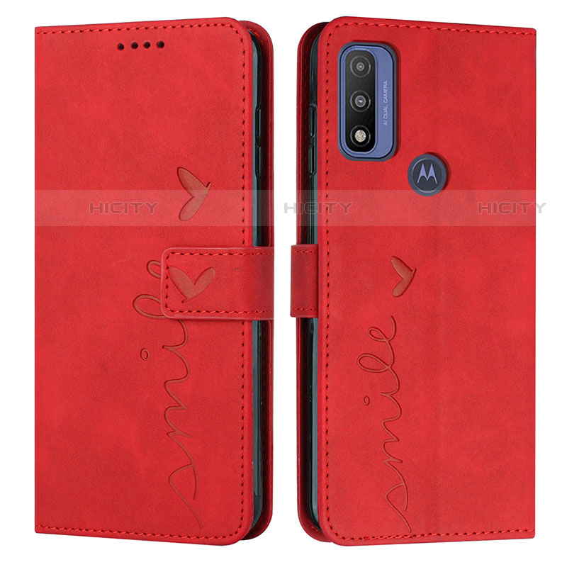 Funda de Cuero Cartera con Soporte Carcasa Y03X para Motorola Moto G Pure Rojo