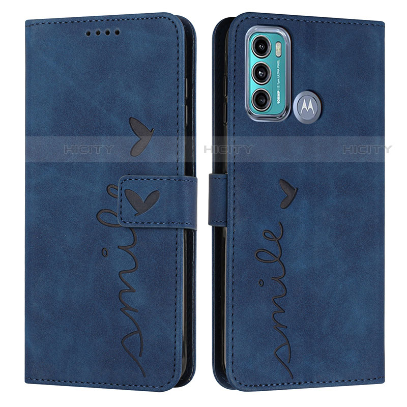 Funda de Cuero Cartera con Soporte Carcasa Y03X para Motorola Moto G60 Azul