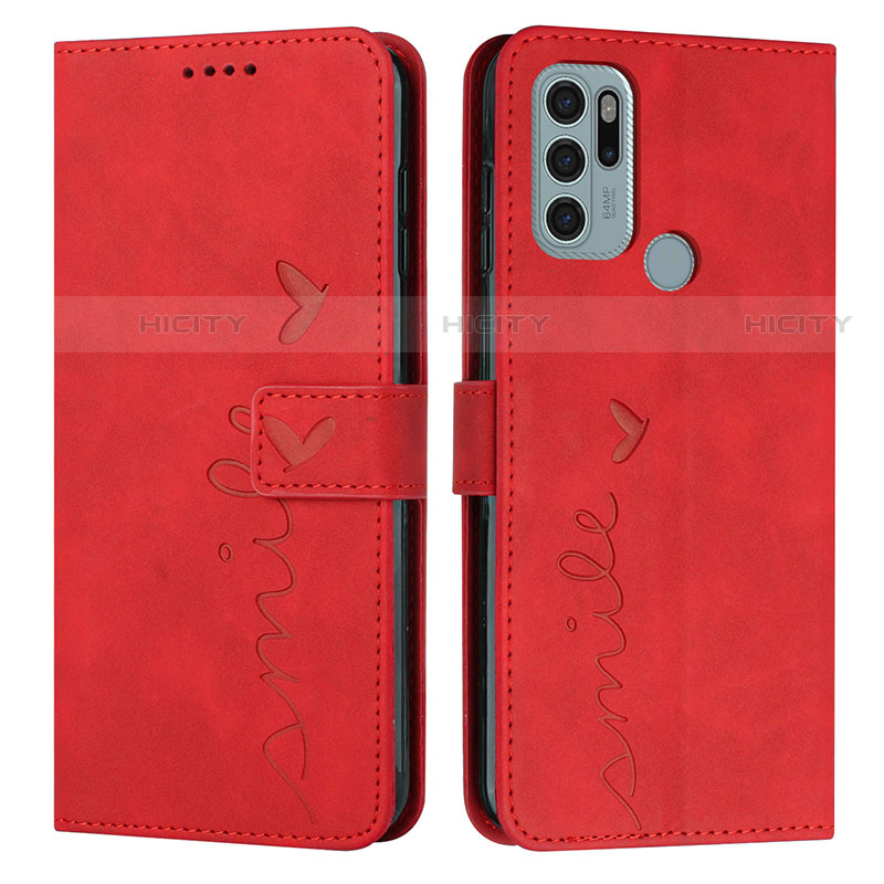 Funda de Cuero Cartera con Soporte Carcasa Y03X para Motorola Moto G60s Rojo