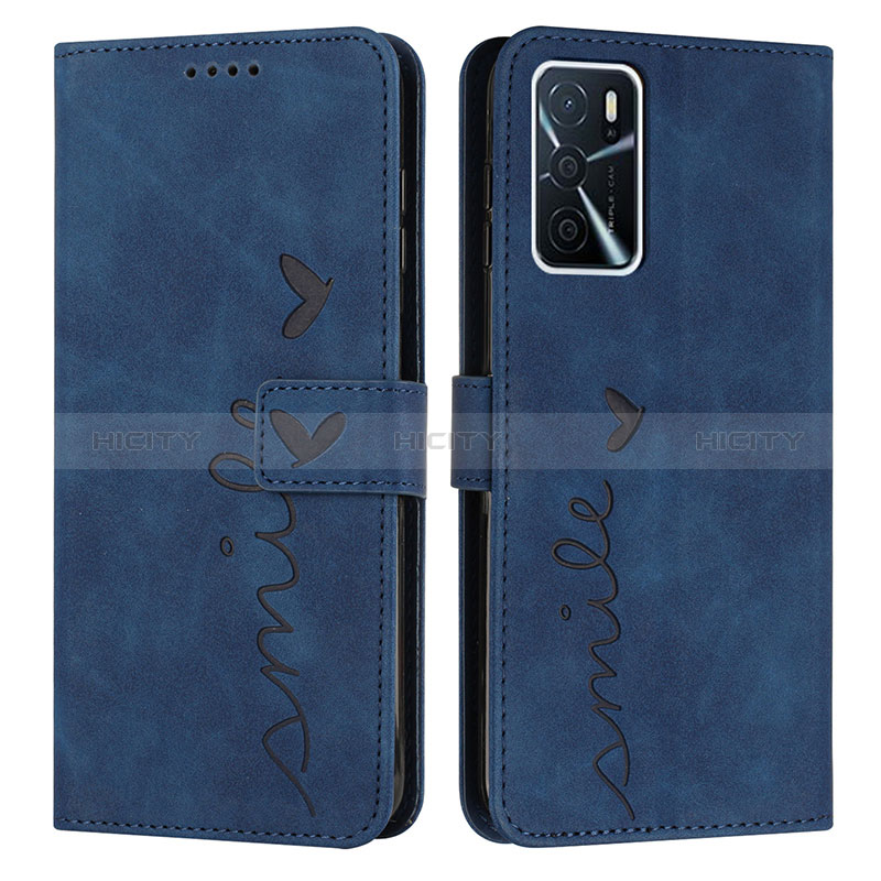 Funda de Cuero Cartera con Soporte Carcasa Y03X para Oppo A16 Azul