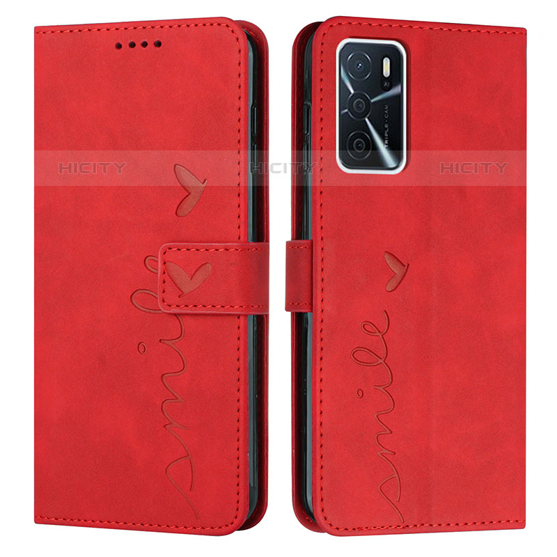 Funda de Cuero Cartera con Soporte Carcasa Y03X para Oppo A54s Rojo