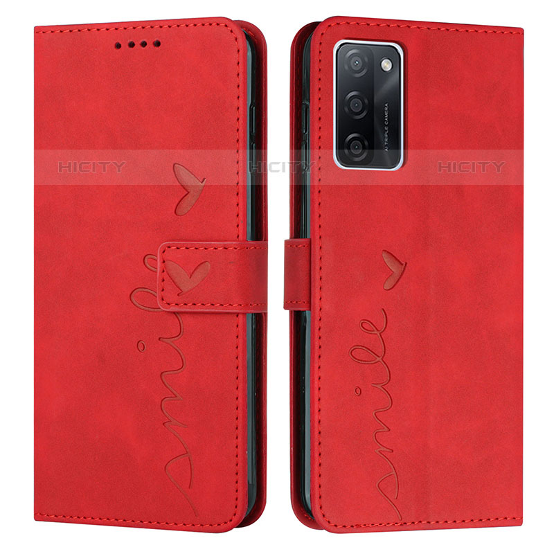 Funda de Cuero Cartera con Soporte Carcasa Y03X para Oppo A55S 5G Rojo