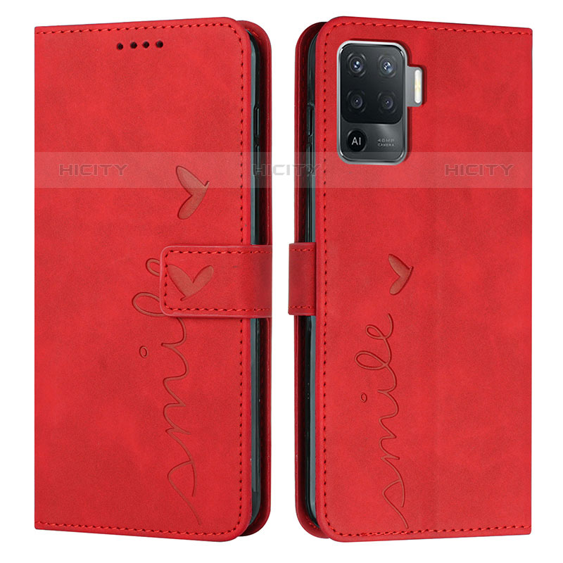 Funda de Cuero Cartera con Soporte Carcasa Y03X para Oppo F19 Pro Rojo