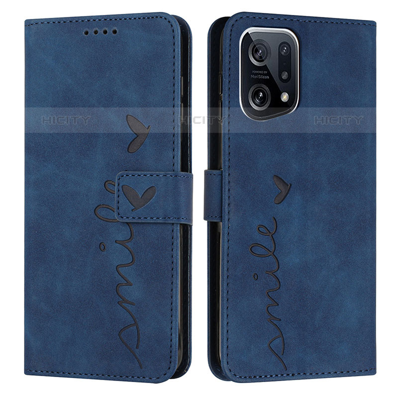 Funda de Cuero Cartera con Soporte Carcasa Y03X para Oppo Find X5 Pro 5G Azul