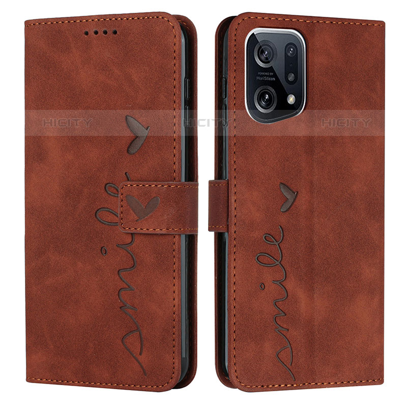 Funda de Cuero Cartera con Soporte Carcasa Y03X para Oppo Find X5 Pro 5G Marron