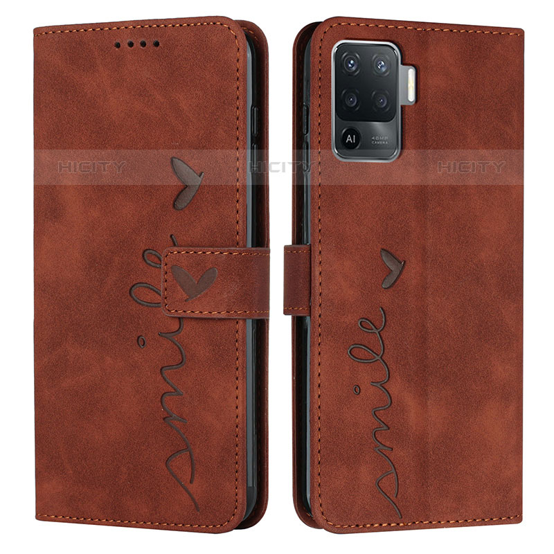 Funda de Cuero Cartera con Soporte Carcasa Y03X para Oppo Reno5 F Marron