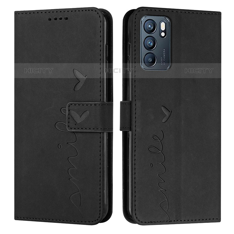 Funda de Cuero Cartera con Soporte Carcasa Y03X para Oppo Reno6 5G Negro