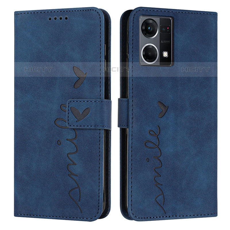 Funda de Cuero Cartera con Soporte Carcasa Y03X para Oppo Reno7 4G Azul