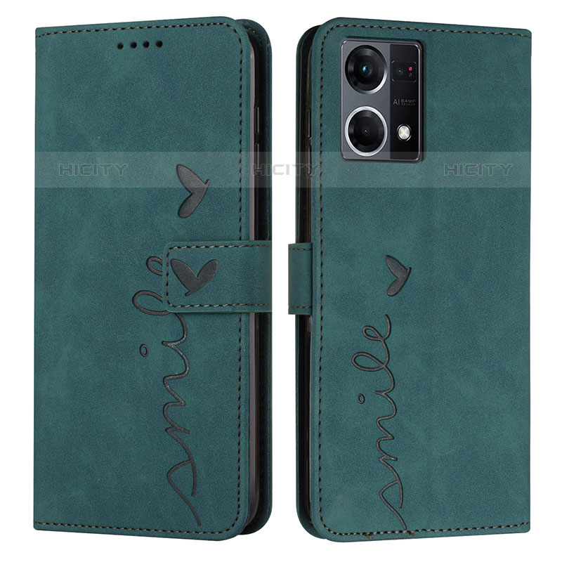 Funda de Cuero Cartera con Soporte Carcasa Y03X para Oppo Reno7 4G Verde