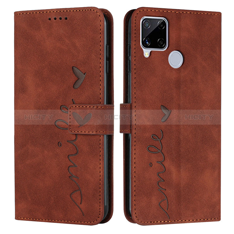 Funda de Cuero Cartera con Soporte Carcasa Y03X para Realme C12 Marron