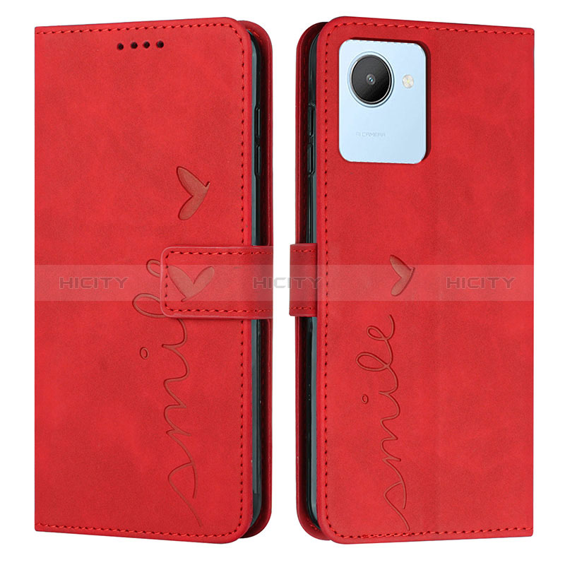 Funda de Cuero Cartera con Soporte Carcasa Y03X para Realme C30 Rojo