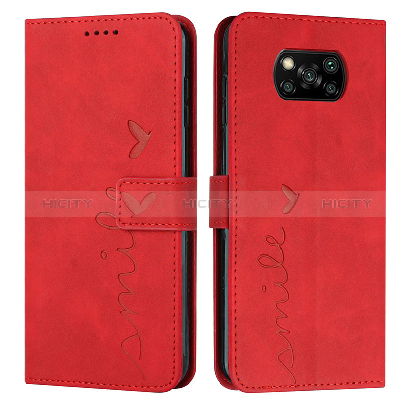 Funda de Cuero Cartera con Soporte Carcasa Y03X para Xiaomi Poco X3 NFC Rojo