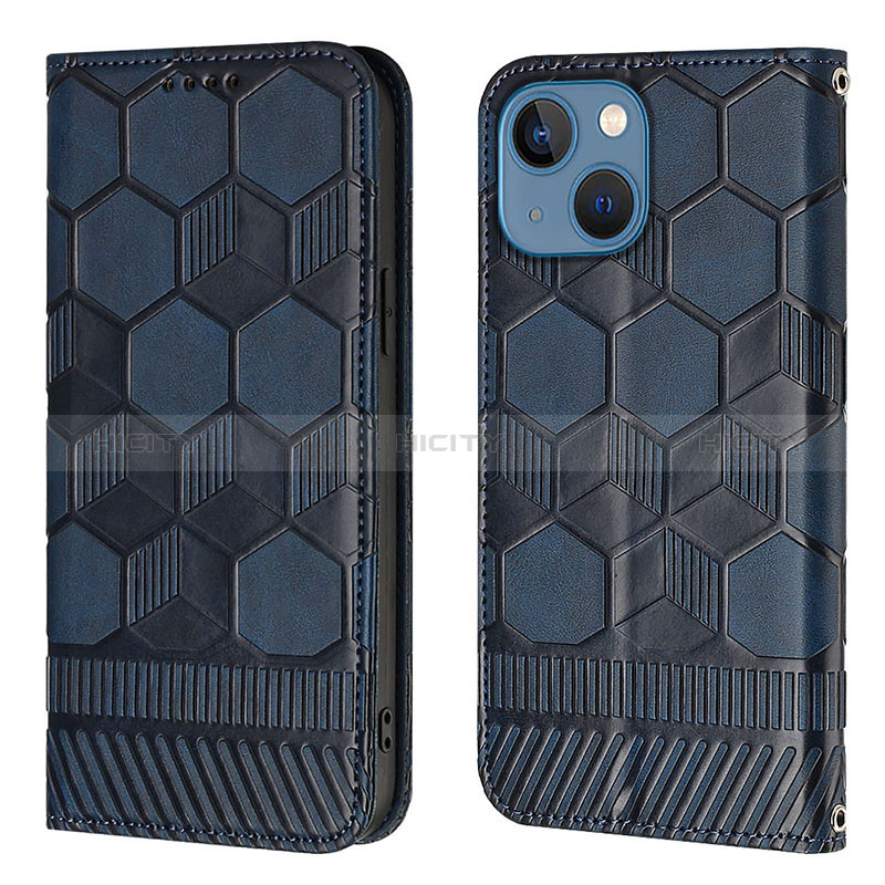 Funda de Cuero Cartera con Soporte Carcasa Y04B para Apple iPhone 14 Plus Azul