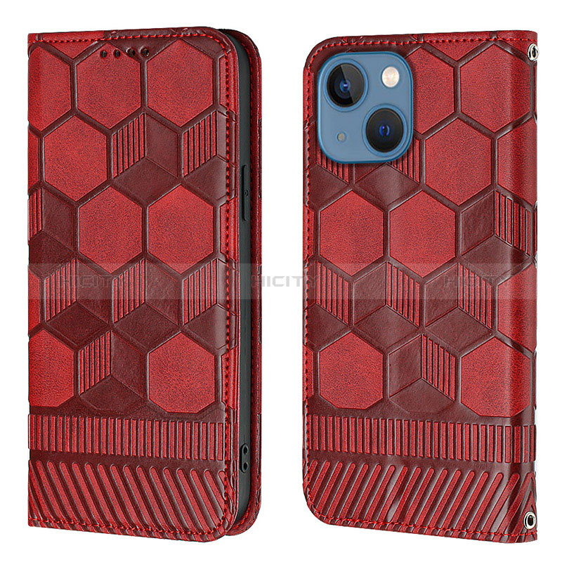 Funda de Cuero Cartera con Soporte Carcasa Y04B para Apple iPhone 15 Plus Rojo Rosa