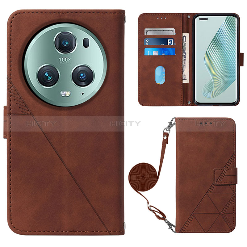 Funda de Cuero Cartera con Soporte Carcasa Y04B para Huawei Honor Magic5 Pro 5G Marron