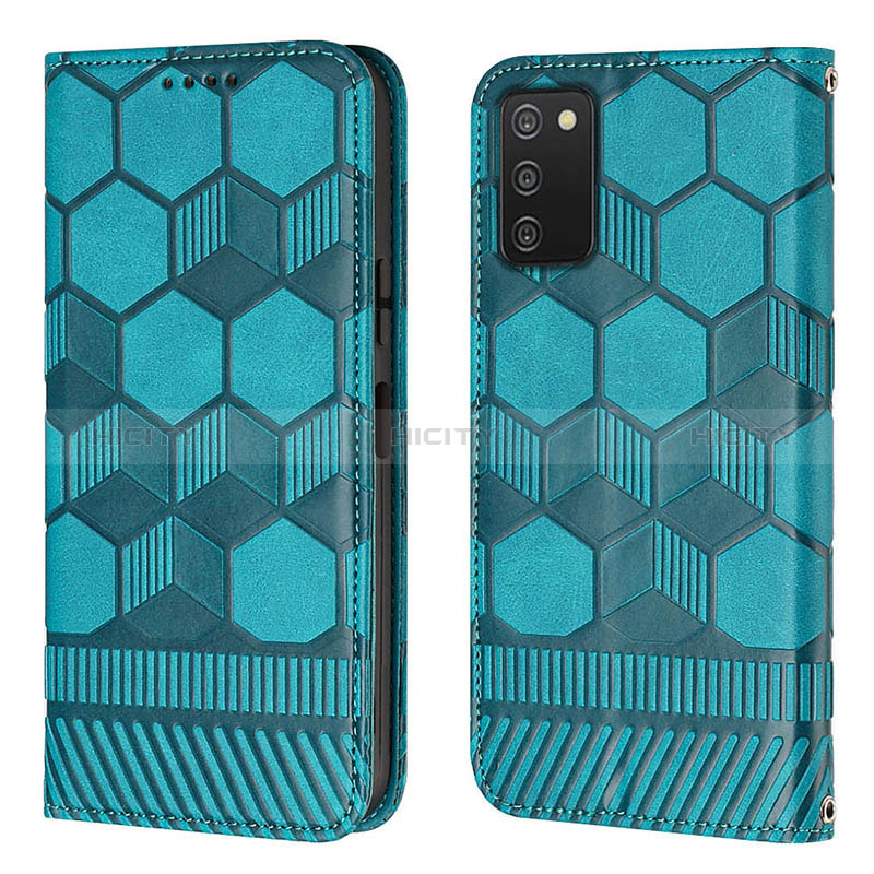 Funda de Cuero Cartera con Soporte Carcasa Y04B para Samsung Galaxy A02s Cian