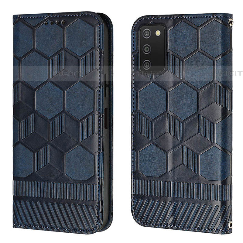 Funda de Cuero Cartera con Soporte Carcasa Y04B para Samsung Galaxy A03s Azul