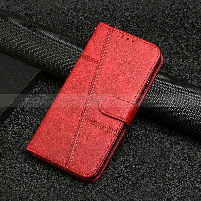 Funda de Cuero Cartera con Soporte Carcasa Y04X para Motorola Moto E22 Rojo