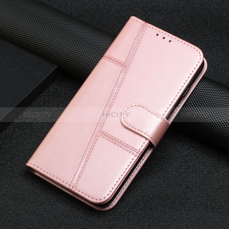 Funda de Cuero Cartera con Soporte Carcasa Y04X para Motorola Moto E22i Oro Rosa