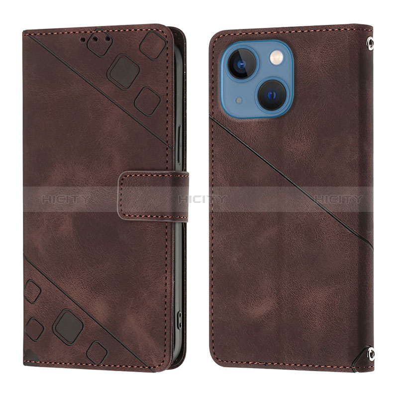 Funda de Cuero Cartera con Soporte Carcasa Y05B para Apple iPhone 13 Marron