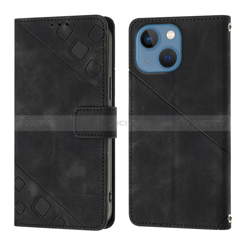 Funda de Cuero Cartera con Soporte Carcasa Y05B para Apple iPhone 14 Negro