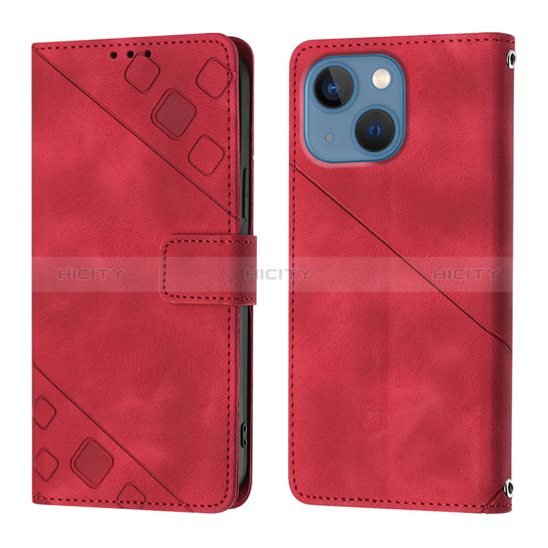 Funda de Cuero Cartera con Soporte Carcasa Y05B para Apple iPhone 15 Plus Rojo