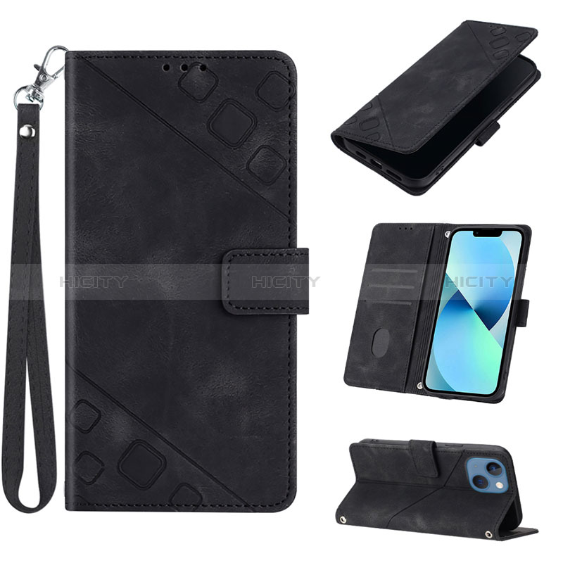 Funda de Cuero Cartera con Soporte Carcasa Y06B para Apple iPhone 15 Negro