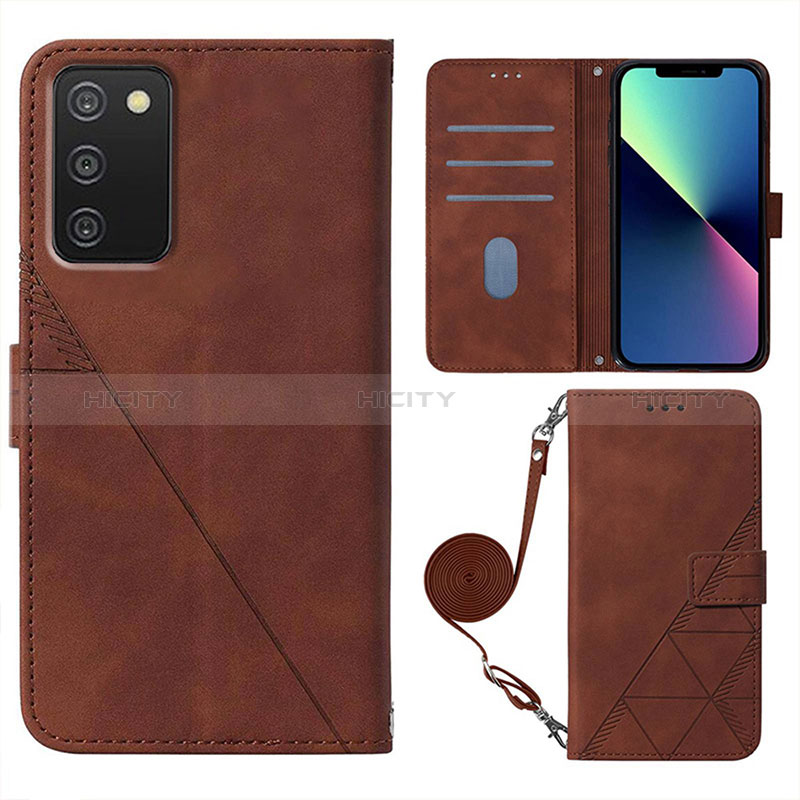 Funda de Cuero Cartera con Soporte Carcasa Y07B para Samsung Galaxy A02s Marron