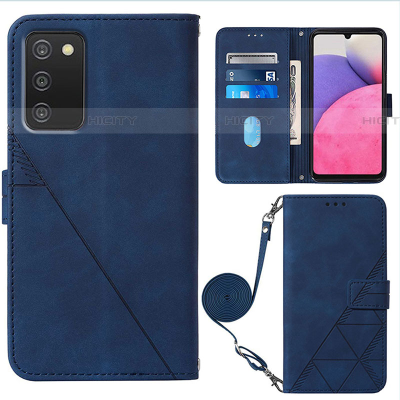 Funda de Cuero Cartera con Soporte Carcasa Y07B para Samsung Galaxy A03s Azul