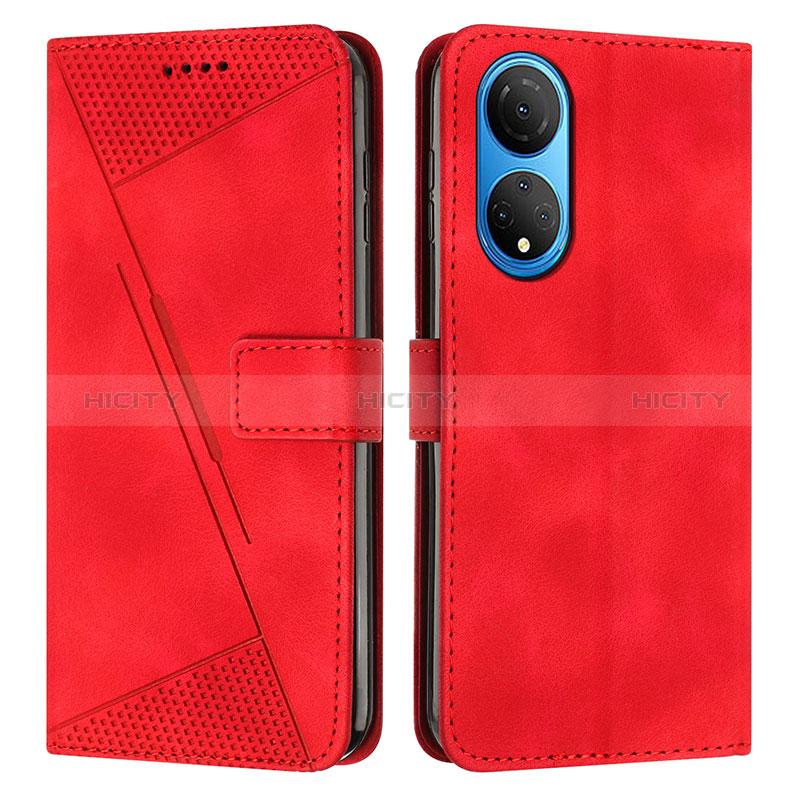 Funda de Cuero Cartera con Soporte Carcasa Y07X para Huawei Honor X7 Rojo