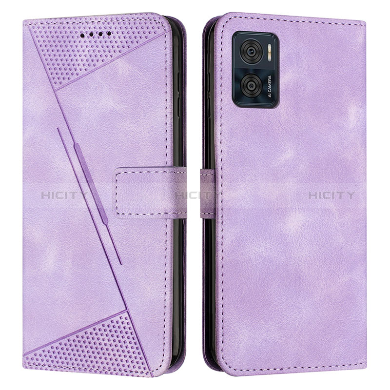 Funda de Cuero Cartera con Soporte Carcasa Y07X para Motorola Moto E22 Morado