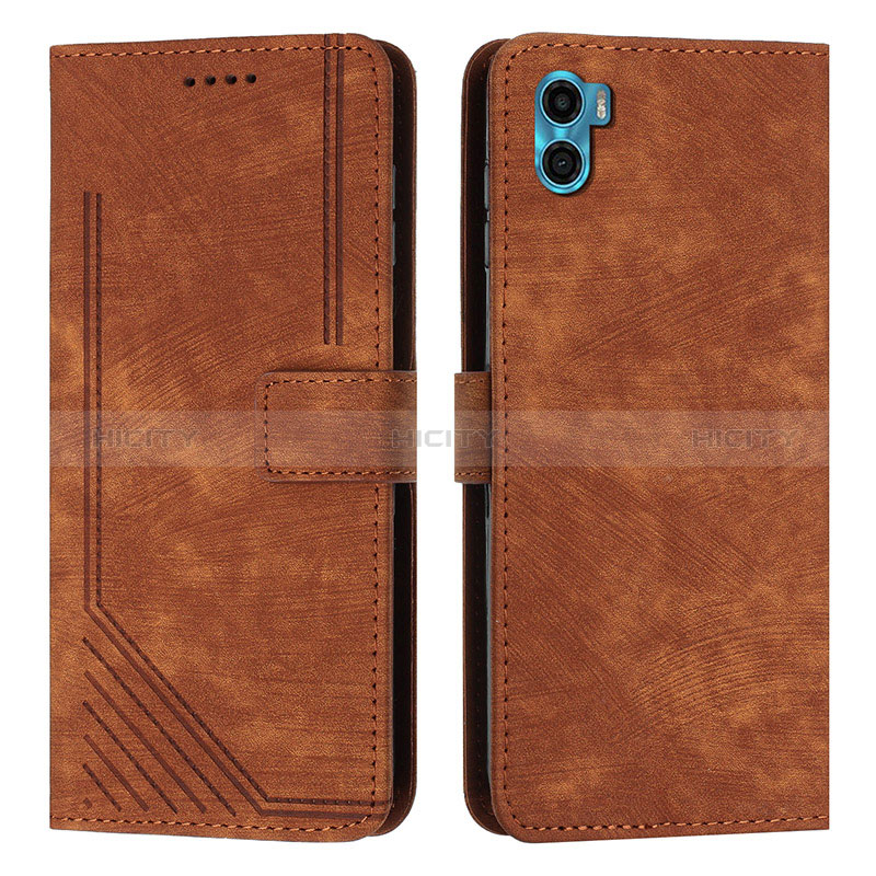 Funda de Cuero Cartera con Soporte Carcasa Y07X para Motorola Moto E32 India Marron