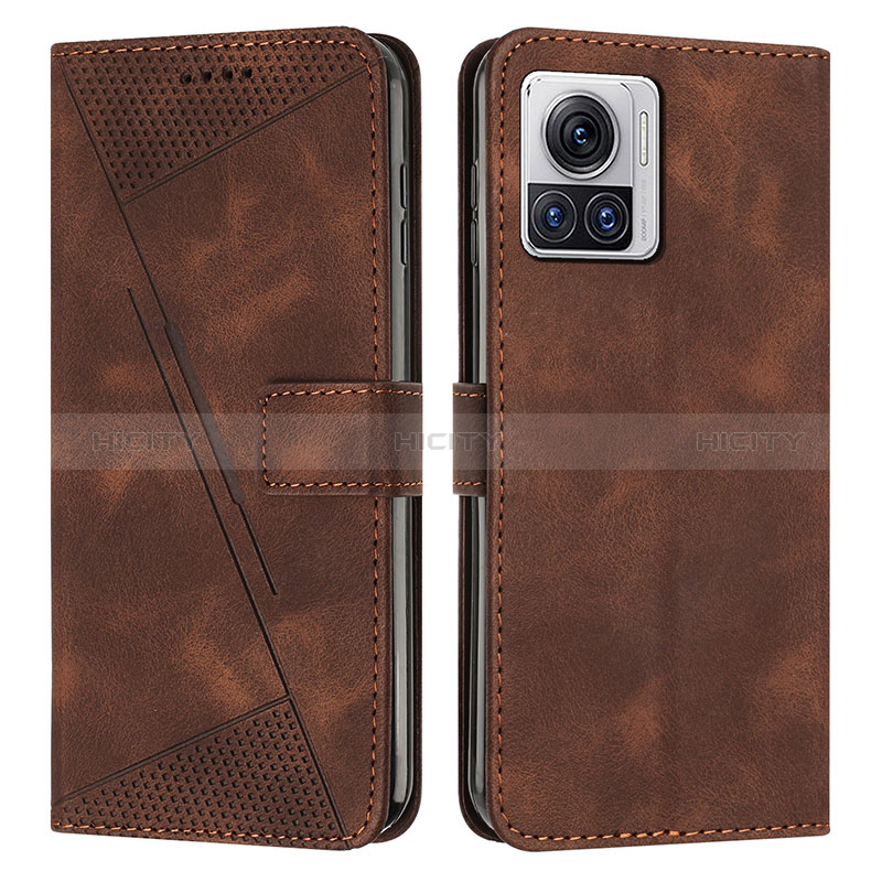 Funda de Cuero Cartera con Soporte Carcasa Y07X para Motorola Moto Edge X30 Pro 5G Marron