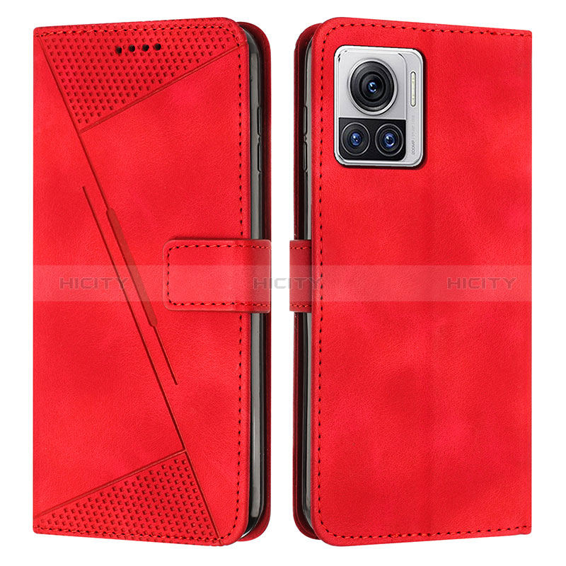 Funda de Cuero Cartera con Soporte Carcasa Y07X para Motorola Moto Edge X30 Pro 5G Rojo