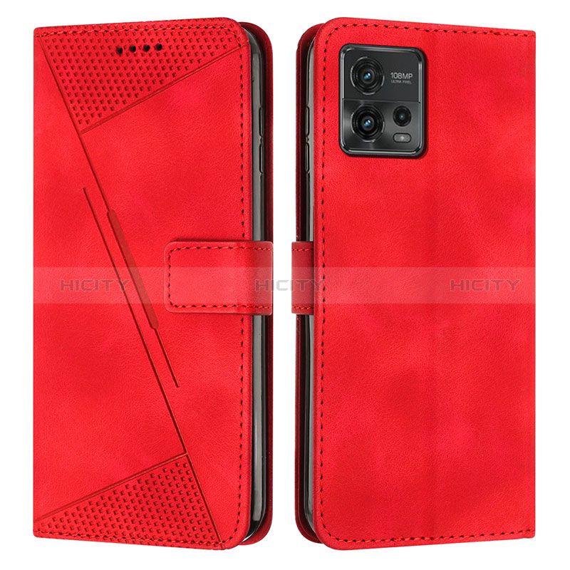 Funda de Cuero Cartera con Soporte Carcasa Y07X para Motorola Moto G72 Rojo