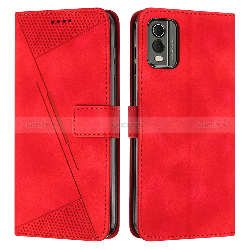 Funda de Cuero Cartera con Soporte Carcasa Y07X para Nokia C210 Rojo