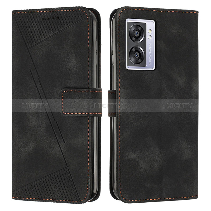 Funda de Cuero Cartera con Soporte Carcasa Y07X para Oppo A57 5G Negro