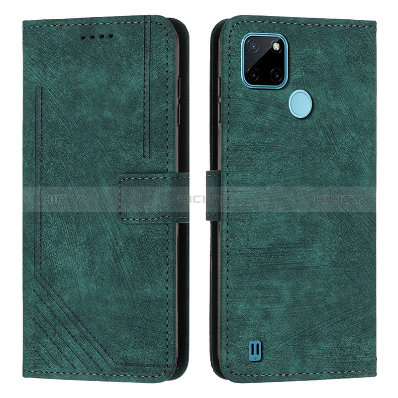 Funda de Cuero Cartera con Soporte Carcasa Y07X para Realme C25Y Verde