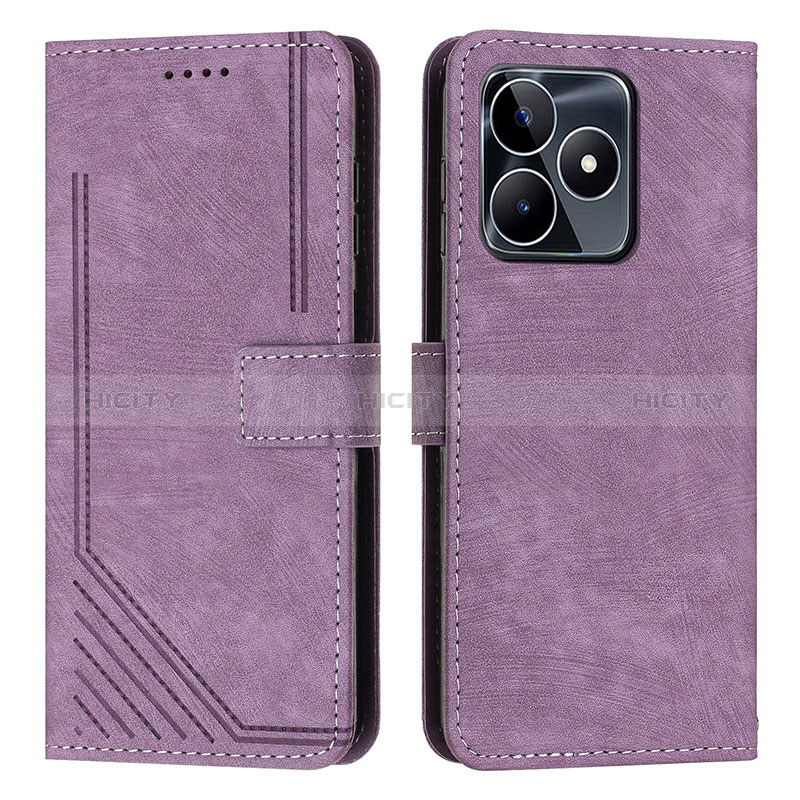 Funda de Cuero Cartera con Soporte Carcasa Y07X para Realme C51 Morado