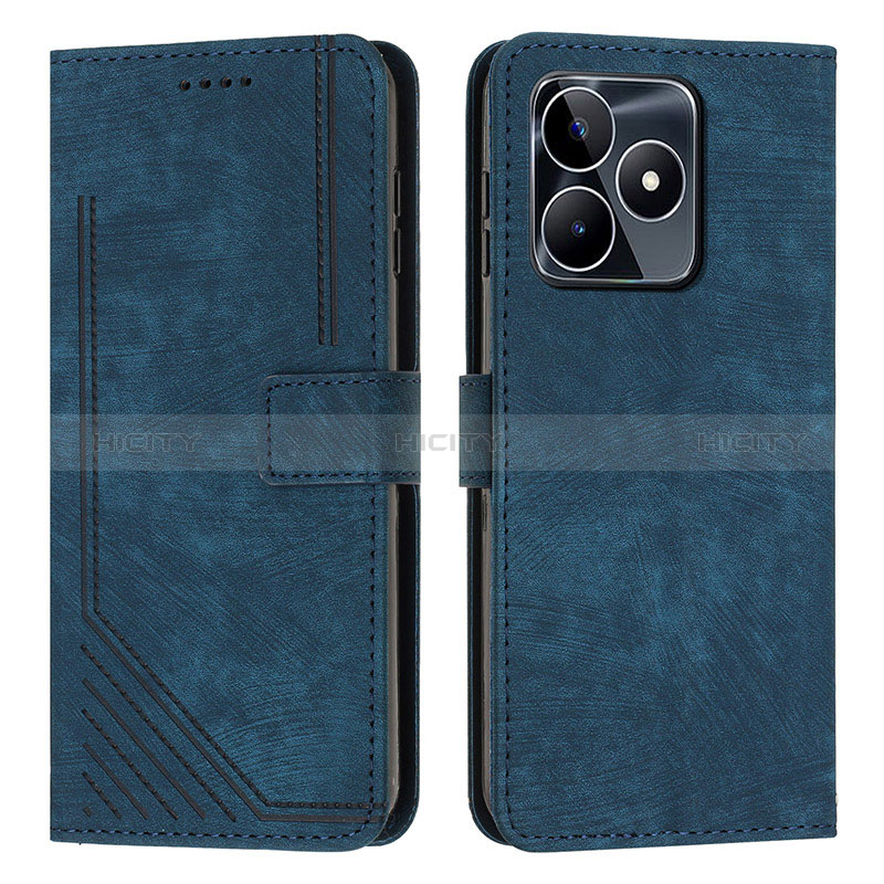 Funda de Cuero Cartera con Soporte Carcasa Y07X para Realme C53 Azul