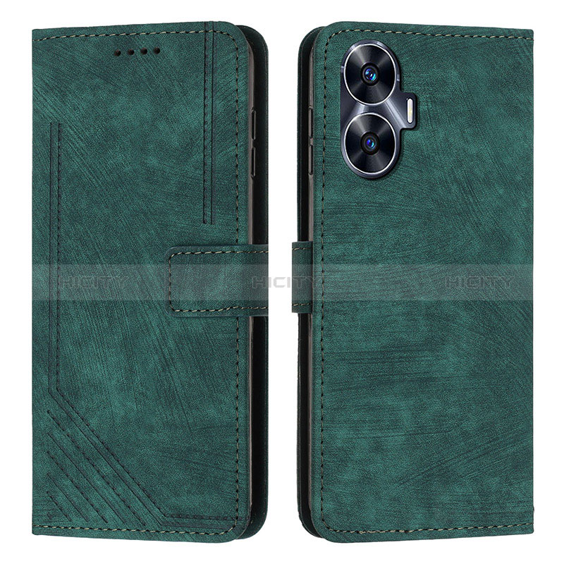 Funda de Cuero Cartera con Soporte Carcasa Y07X para Realme C55 Verde