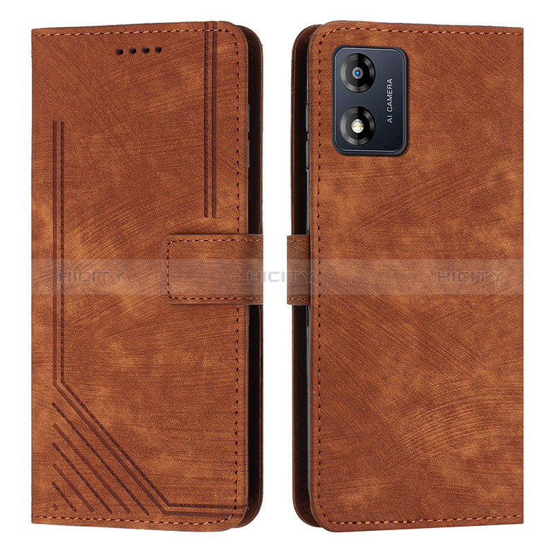 Funda de Cuero Cartera con Soporte Carcasa Y08X para Motorola Moto E13 Marron