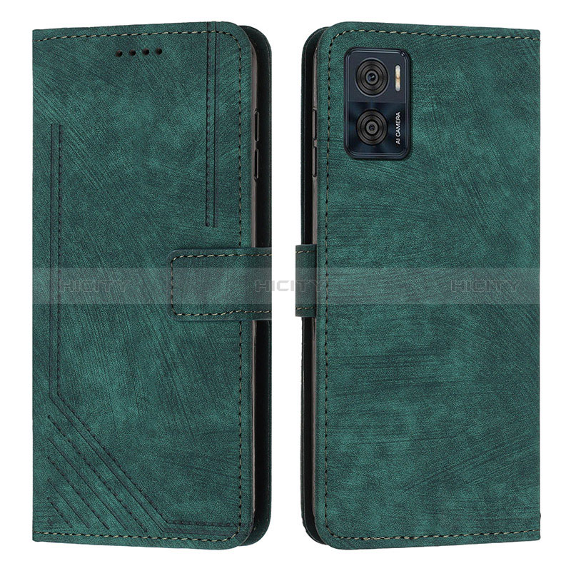 Funda de Cuero Cartera con Soporte Carcasa Y08X para Motorola Moto E22 Verde