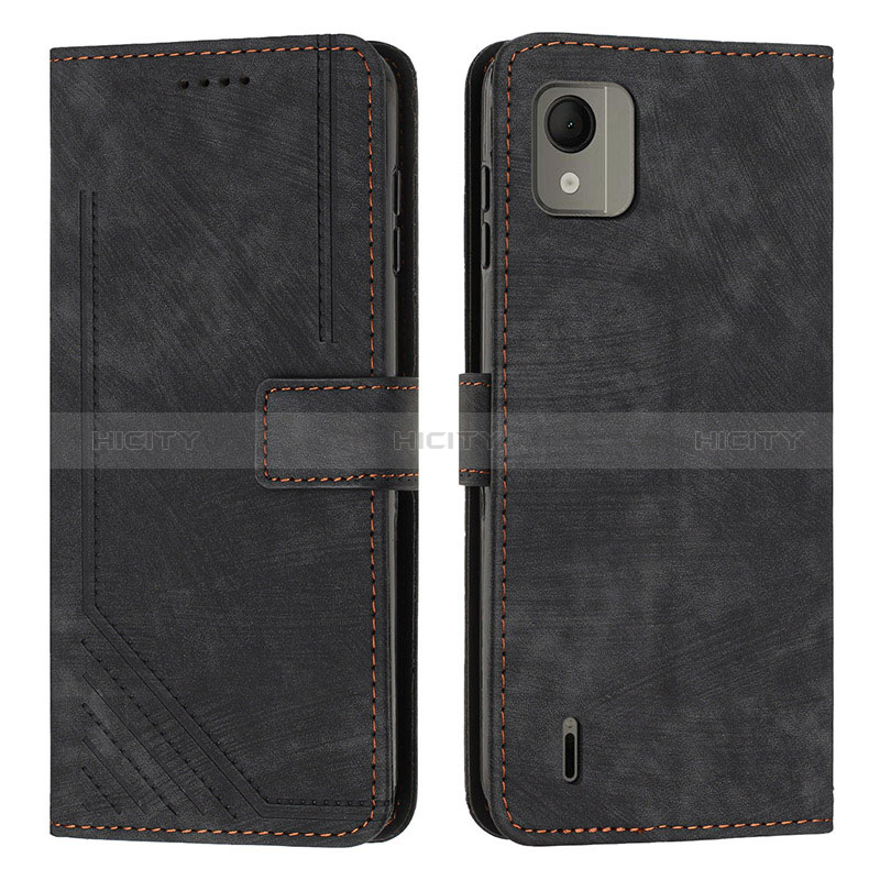 Funda de Cuero Cartera con Soporte Carcasa Y08X para Nokia C110 Negro